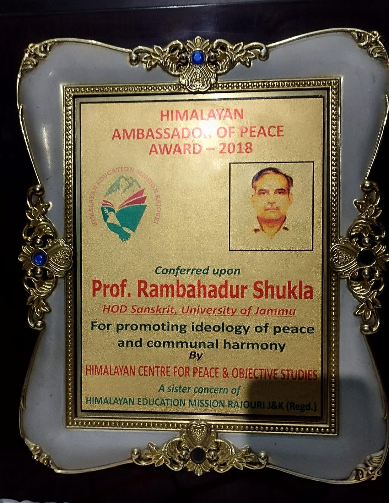 Himaliyan Ambassdo of peace Award 2018
